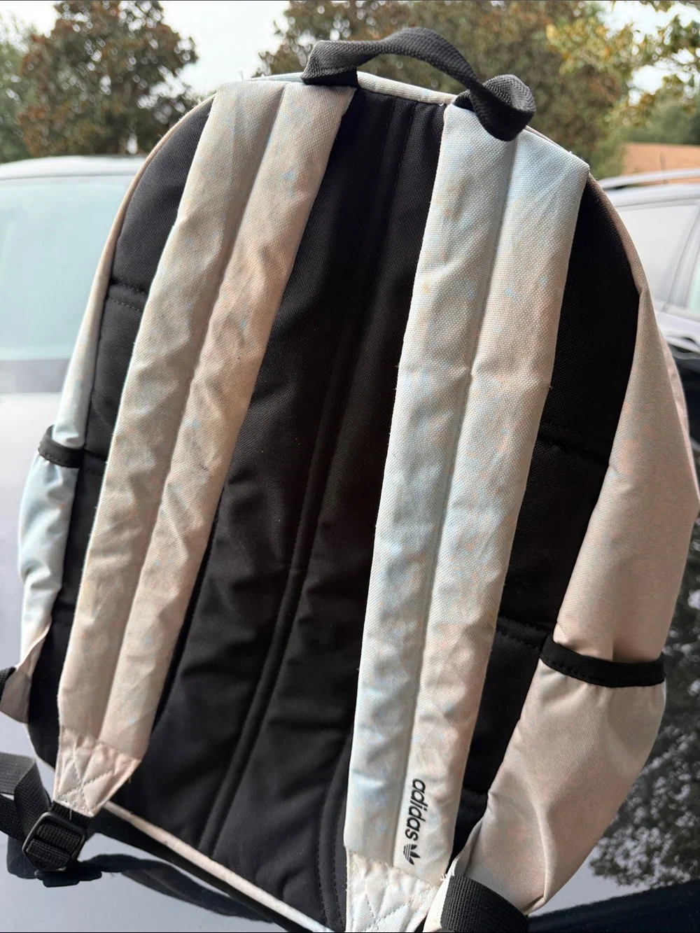 adidas Light Blue and Cream Canvas Backpack with Front Pocket